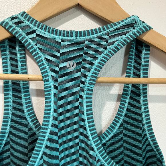 Lululemon Swiftly Tech Tank Top Racerback Heathered Blue Tropics Size 2 - Picture 7 of 7